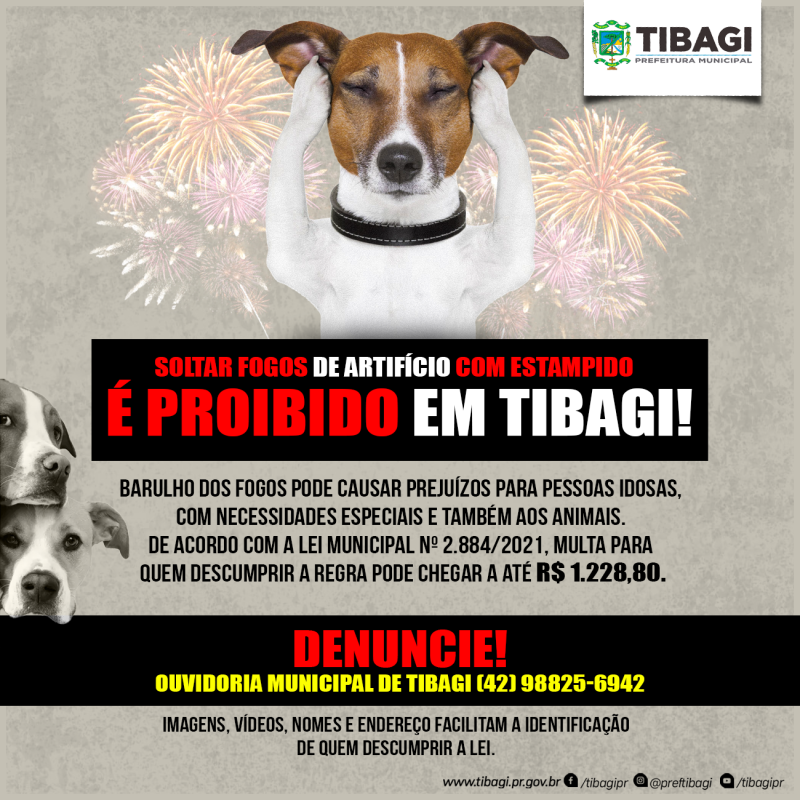Prefeitura de Tibagi promove campanha de conscientização contra fogos de artifício com estampido