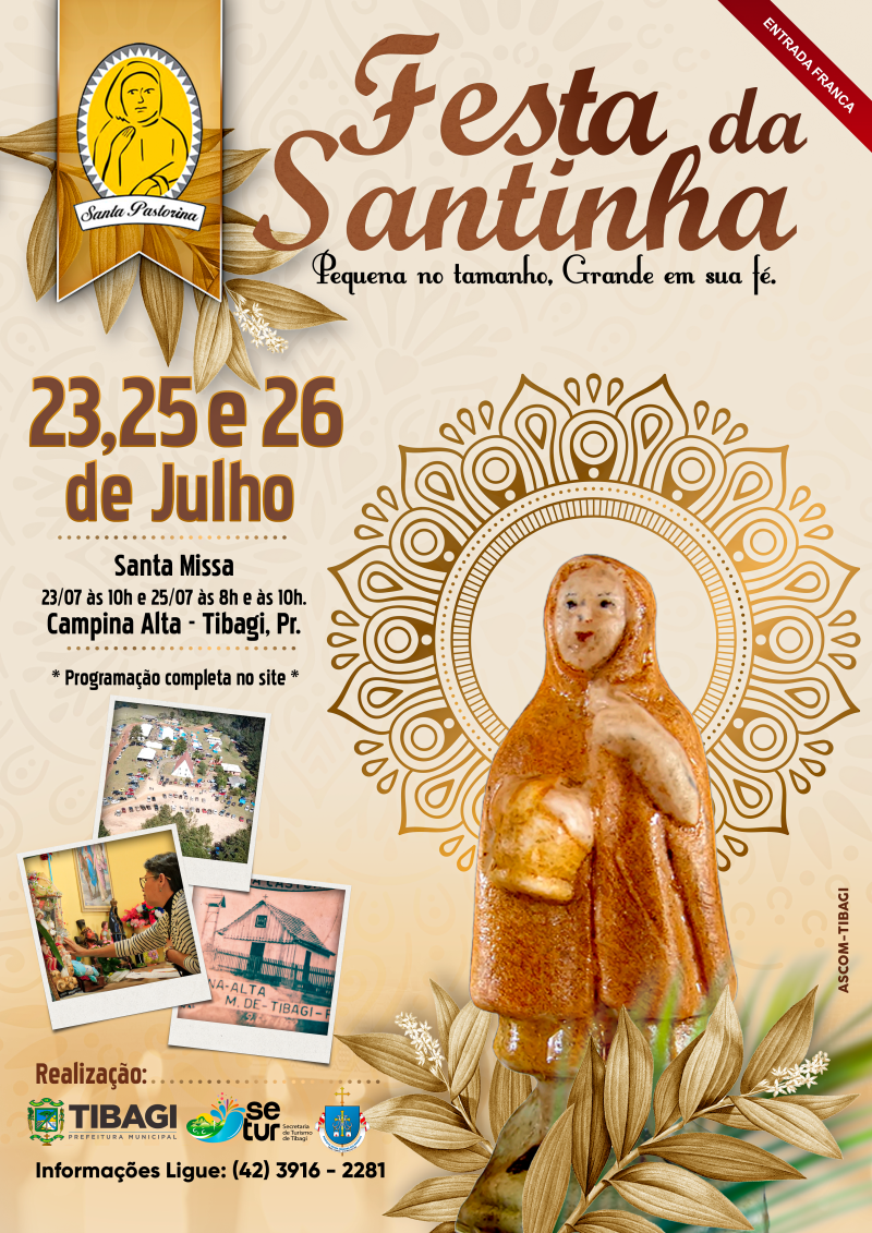 SEMANA QUE VEM! Festa da Santinha começa no próximo domingo em Tibagi
