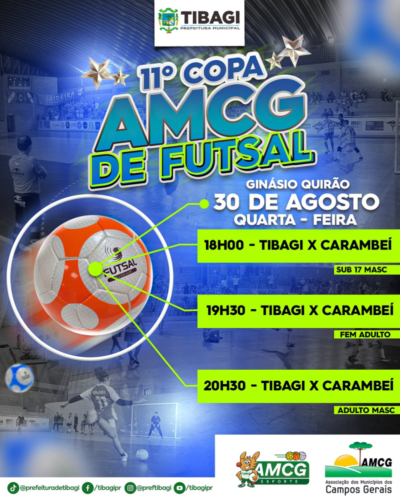 AMANHÃ! Tibagi recebe nova rodada da 11ª Copa AMCG de Futsal